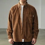 Men's American Casual Wear Japanese Retro Loose Shoulder-wear Thickened Corduroy Shirt