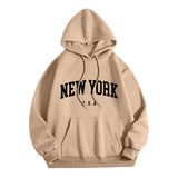 Men Women New York U.S.A City Hoodies Fashion Letter Printed Graphic Sweatshirts Loose Casual Harajuku Hooded Pullover Sportwear