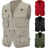 Spring Autumn Men's Fishing Vest Outdoor Multi-pocket Sleeveless Tactical Vest Hunting Hiking Travel Casual Waistcoat Jacket