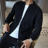 Autumn Winter Solid Color Japanese Zipper Casual Sweaters Man Long Sleeve Loose Fashion Streetwear Clothes Chic Male Cardigan