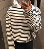 Long Sleeve T-shirts Men Spring Autumn Comfortable Ulzzang Loose Casual Striped Tops All-match Streetwear Trendy Simple Oversize