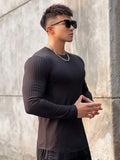 T-shirt Men Casual Long Sleeve Skinny Shirt Male Bodybuilding Tees Tops Running Sports Quick Dry Training Clothing