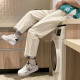 Summer Autumn Fashion Patchwork Harajuku Trousers Men Loose Casual Harlan Straight Leg Pants Solid Y2K All Match Male Clothes