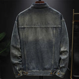 Spring Autumn Denim Jackets Men Turn Down Collar Solid Color Jean Outerwear Mens Casual Streetwear Single Breasted Denim Coat