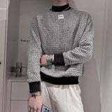 Spring Autumn Korean Casual Slim Basic Sweatshirt Man Long Sleeve Half High Collar Trendy Male Pullovers Tops Streetwear Clothes