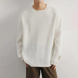 Mens Casual Simple Solid Color Sweater Genderless British Style Autumn Winter Round Neck Warm Fashion Versatile Sweater Unisex