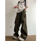 Extra Large Work Pants for Men with a Niche Design Sense Pleated Paratrooper Pants Rugged and Handsome Loose Straight Leg Casual