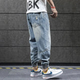 New Hip Hop Harem Jeans Pants Men Loose Joggers Denim Casual Sweatpants Korea Ankle Length Trousers Streetwear Male Clothes