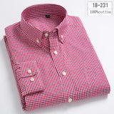 New in shirt 100%cotton long-sleeve shirts for men slim fit plain shirt thin plaid striped tops fashion elegants office clothes