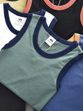 Summer New American Sleeveless O-neck Solid Color T-shirt Men's Fashion 100% Cotton Washed Casual Sports Fitness Basketball Vest