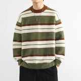 Autumn Winter Men Sweaters Contrast Wide Stripe Casual Knitwear Pullovers Clothes Long Sleeve Warm Knit Jumper Male