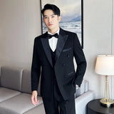 Men's Double-breasted Suit Jackets Slim Fit Luxury Evening Dresses Blazer Formal Wedding Prom Black Elegant Man Suit Coat