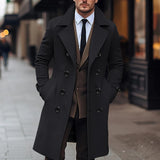 Men's autumn and winter new collection men's coat casual fashion double breasted mid length men's top coat