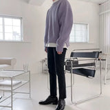 Solid Sweaters Men Round Neck Korean Commuting Style Stylish Streetwear Daily Warm All-match Handsome Knitted Classic Pullovers