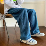 Men's Casual Pants Drawstring Solid Straight Trousers High Street Loose Fashion Korean Style Wide Leg Sweatpants