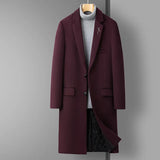 High Quality  Men's Fashion Handsome Trend Casual Plus Cotton Wool Coat Coat Long Coat Men  Cashmere  Thick （Winter)  Polyester