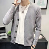 Knit Sweater Male V Neck No Hoodie Men's Clothing Cardigan Elegant Wool Knitwears High Quality Replica Spring Autumn Jumpers Old