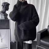 Solid Color Men's Knit Sweater Korean Popular Clothes Knitwear Thick Y2k Original New in Sweatshirt Loose Fit Top Pullovers Male