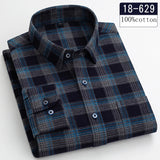 New in shirt high-quality plus size 100%cotton sanding long-sleeve shirts for men casual shirt plaid tops single pocket clothes