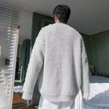 Fleece Sweaters Men Korean Thicken Warm Knitting Autumn Winter Loose Casual Mohair Long Sleeve Pullovers Streetwear