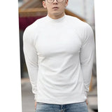 Spring Autumn New Fashion Half High Collar Long Sleeve Solid Men's Clothing Casual Bottoming Shirt Korean All-match Trend Tops