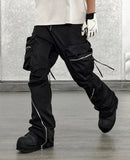 Spring Autumn Cool Black Cargo Pants Men with Big Pockets Long Zipper Luxury Designer Clothing Trousers Fashion