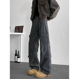 Cargo jeans mens Spring Men Baggy Jeans Men Wide Leg Pants Big Pockets Streetwear Trousers Male Loose Denim Pants