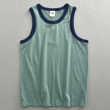 Summer New American Sleeveless O-neck Solid Color T-shirt Men's Fashion 100% Cotton Washed Casual Sports Fitness Basketball Vest