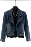 American Style Retro Jacket Men's New Design Zipper Denim Jacket Blue Washed Stand Collar Spring men padded Y2K Outwear