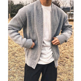 Autumn Winter Fashion Harajuku Solid Cardigan Men Thick Knitting Tops Loose Casual Outerwear Long Sleeve Coat All Match Sweaters