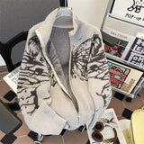 Y2k Harajuku Zipper Cardigan Man Women Vintage Butterfly Turtleneck 2024 American Mink Fur Soft and Lazy Style Sweater Jacket