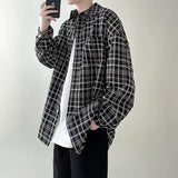 4 Colors Plaid Men Blouses Harajuku Checked Shirts Men High Quality Autumn New Oversize Streetwear Retro Men's Handsome Shirt