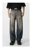 Men's Wear New Spring Vintage Male Washed Jeans High Waist Front Pocket Loose Straight Wide Leg Pants Fashion