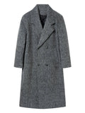 Autumn Winter Long Gray Oversized Thickened Warm Soft Wool & Blends Coat Men Double Breasted Korean Fashion