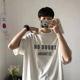 Summer 100% Cotton Short Sleeve T Shirts Men Trend Loose Letter Print Hip Hop Harajuku Top Summer Oversized T Shirt Streetwear