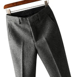 High Quality Autumn Winter New Men's Suit Pants Fashion Business Casual Woolen Suit Pants Male Straight Formal Trousers