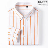 New in shirt 100%cotton long-sleeve shirts for men slim fit plain shirt thin plaid striped tops fashion elegants office clothes