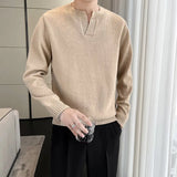 Autumn Winter Fashion Harajuku Knitwear Sweaters Men Casual All Match Undershirt Solid Long Sleeve Knitting Tops Solid Pullover