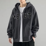 Youth Popular Hong Kong Style American Cardigan Hoodie Boys 2024 Y2k Harajuku New Autumn Trend Heavy Teenage Loose Hooded Jacket