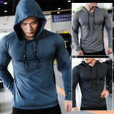 Mens Fitness Tracksuit Running Sport Hoodie Gym Joggers Hooded Workout Athletic Clothing Muscle Training Sweatshirt Tops