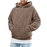 Autumn Winter Men's Tops Plush Hooded Sweater Fashion Solid Warm Hoodies Y2K Streetwear in Hooded Sweatshirts Mens Clothes