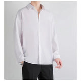 Premium Men Ice Silk Shirt Spring Summer Thin Luxury Loose Korean Business Shirt Solid Trendy Ruffle Draping Shirt Jacket