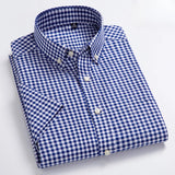 New in shirt hight qulity100%cotton summer short sleeve shirts for men slim fit Casual shirt thin plaid tops soft office clothes