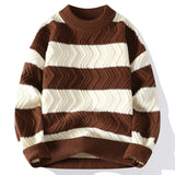 New Autumn Winter Top Grade Luxury Striped Christmas Pullovers Korean Fashion Mens Sweaters Thick Warm Loose Sweater Men