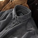 Men's American Casual Wear Japanese Retro Loose Shoulder-wear Thickened Corduroy Shirt