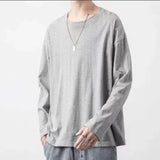 Spring Autumn Fashion Round Neck Long Sleeve Solid Color Tees Men's Clothing Casual Loose Japanese Style Chaopai Thin T-Shirts