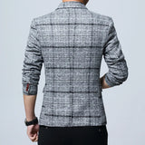 Men Blazers Plaid British Style Slim Fit Business Casual Spring Autumn Fashion Outerwear Coat Male Suit Jacket 4XL 5XL
