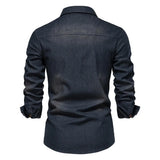 Elastic Cotton Denim Shirt Men Long Sleeve Quality Cowboy Shirts for Men Casual Slim Fit Mens Designer Clothing