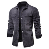 100% Cotton Denim Shirts Men Casual Solid Color Thick Long Sleeve Shirt for Men Spring High Quality Jeans Male Shirt