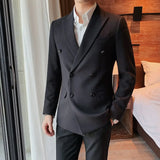 Dress Jackets Men's Suit Business Thin Double Breasted Coat Male Blazer Slim Fit Clothing Spring Clothes High Quality Summer